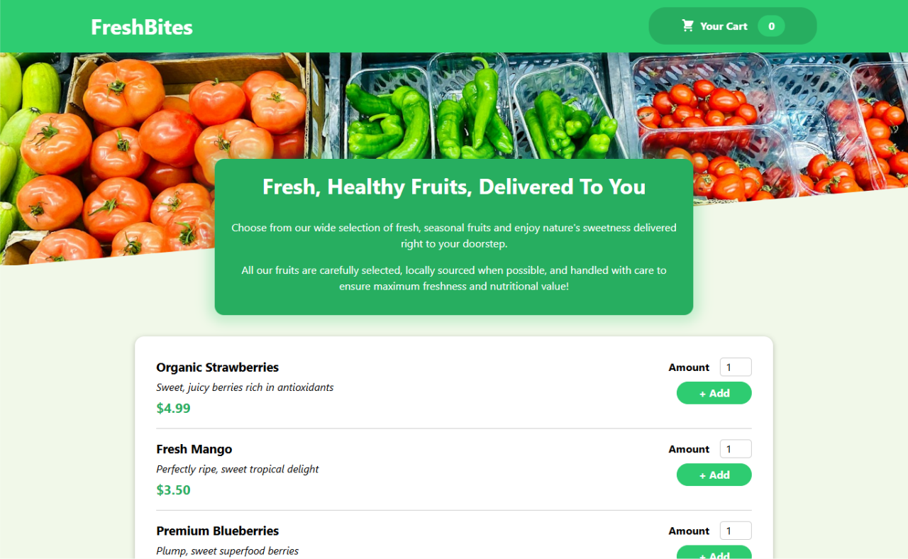 fresh bites landing page