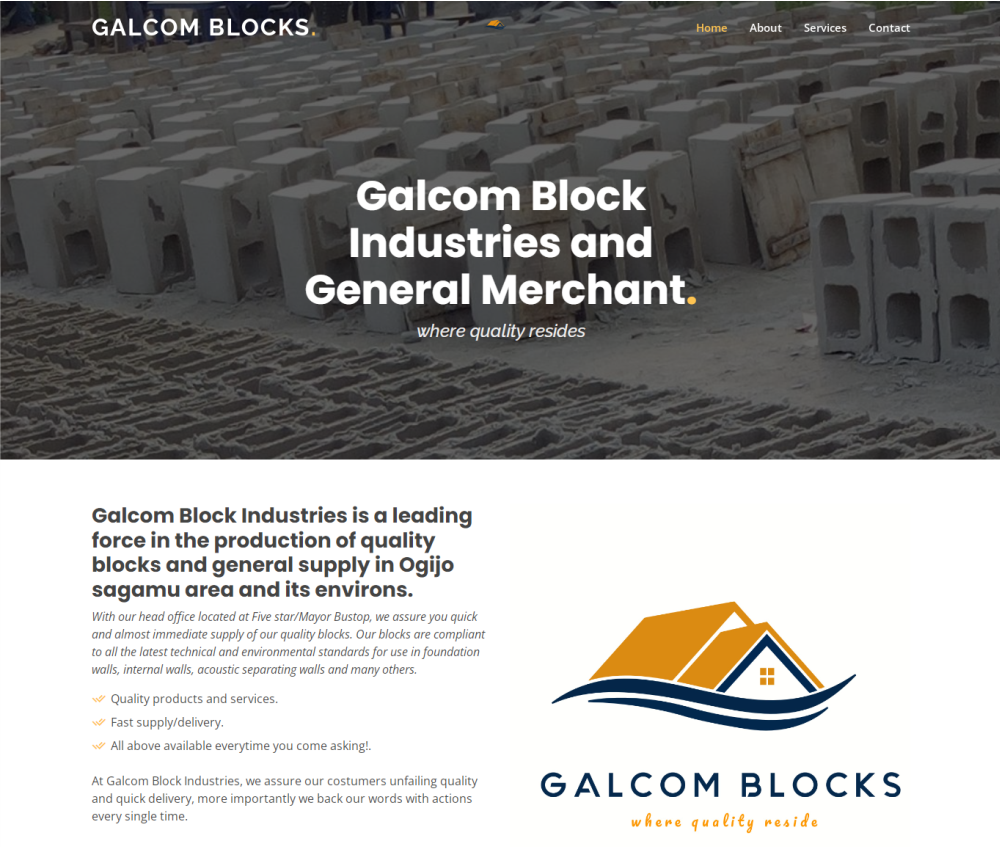 galcom block landing page