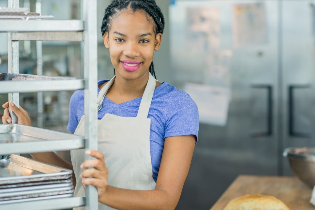 female caterer smiling